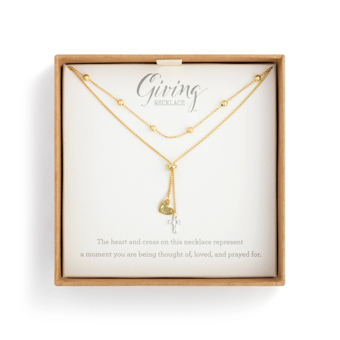 Lariat Charm Necklace - Heart and Cross DEMDACO