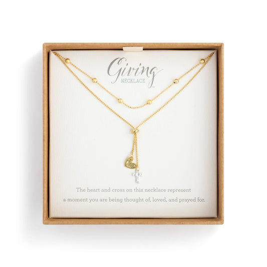 Lariat Charm Necklace - Heart and Cross DEMDACO