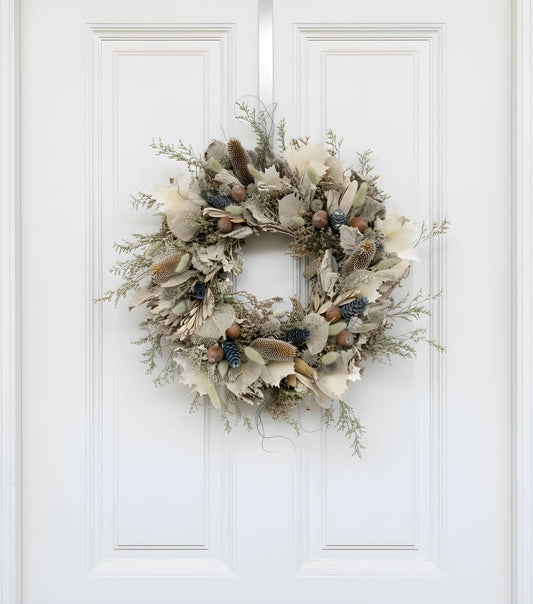 White Solstice Dried Floral Wreath