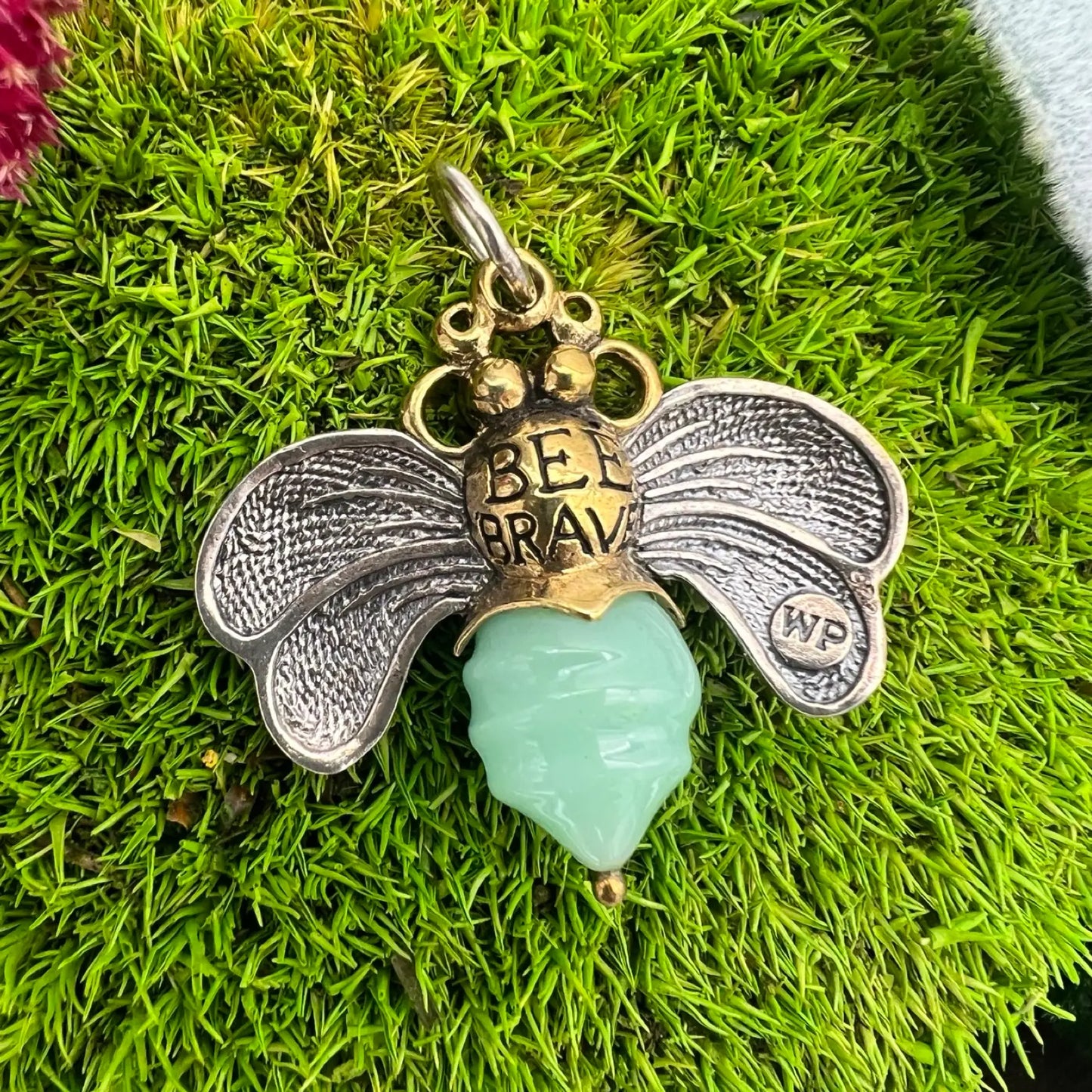 "bee brave" aqua pendant by waxing poetic