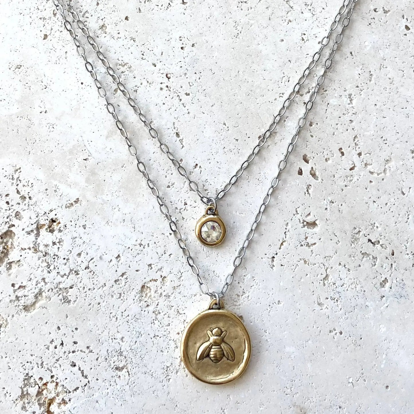 Bee Coin Necklace | Double Layer Jewelry VB&CO Designs Handmade Jewelry