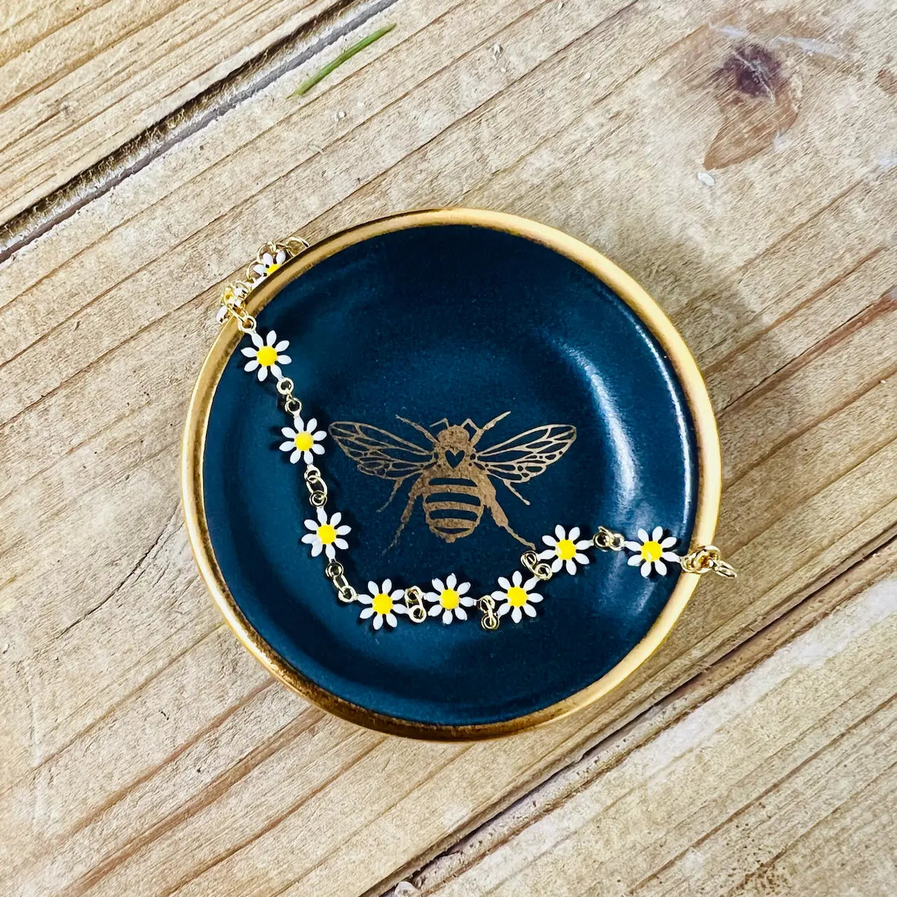 Handmade Jewelry Dish - Bee Design Apricity Ceramics
