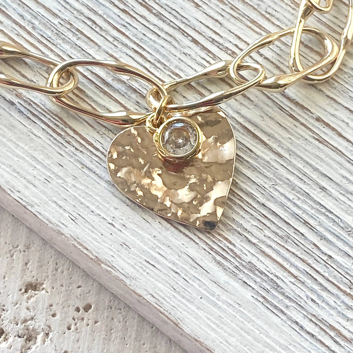 Gold Heart Charm Bracelet VB&CO Designs Handmade Jewelry