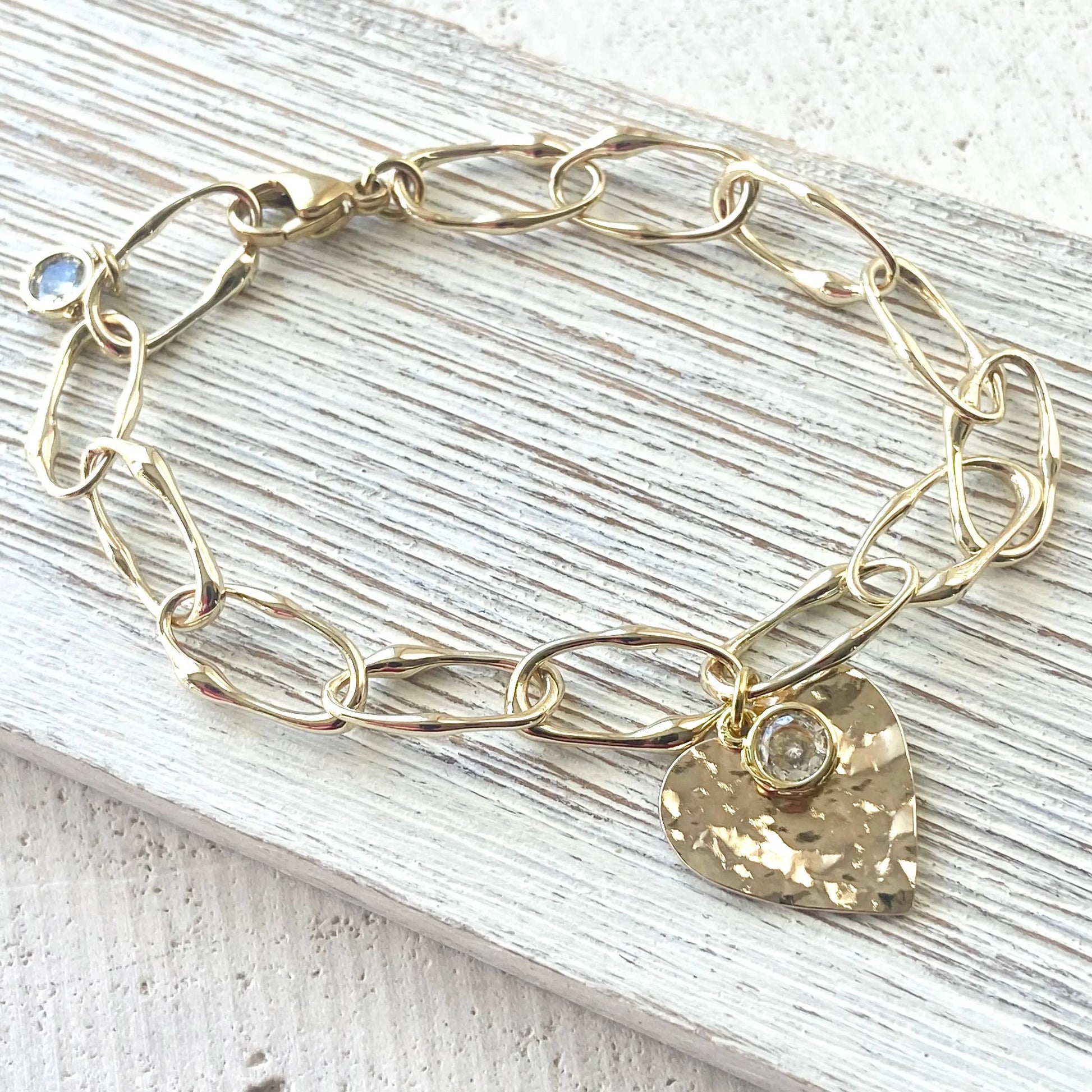 Gold Heart Charm Bracelet VB&CO Designs Handmade Jewelry