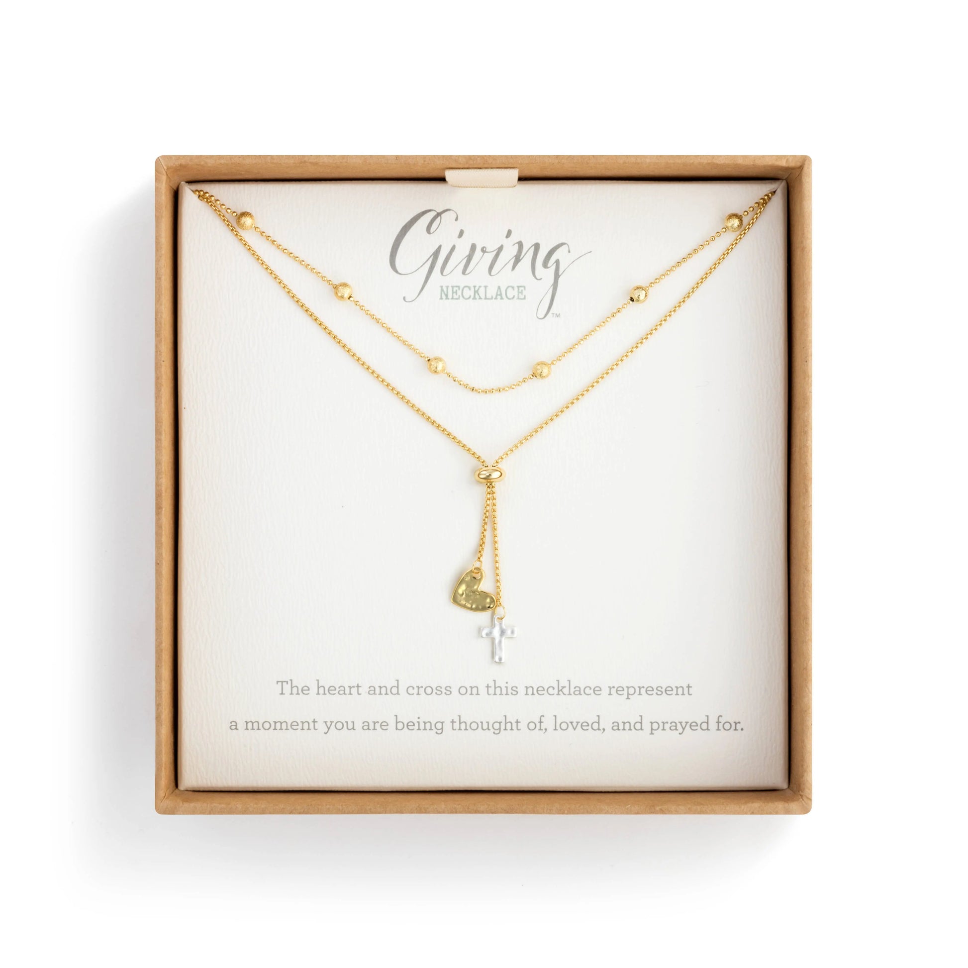 Lariat Charm Necklace - Heart and Cross DEMDACO