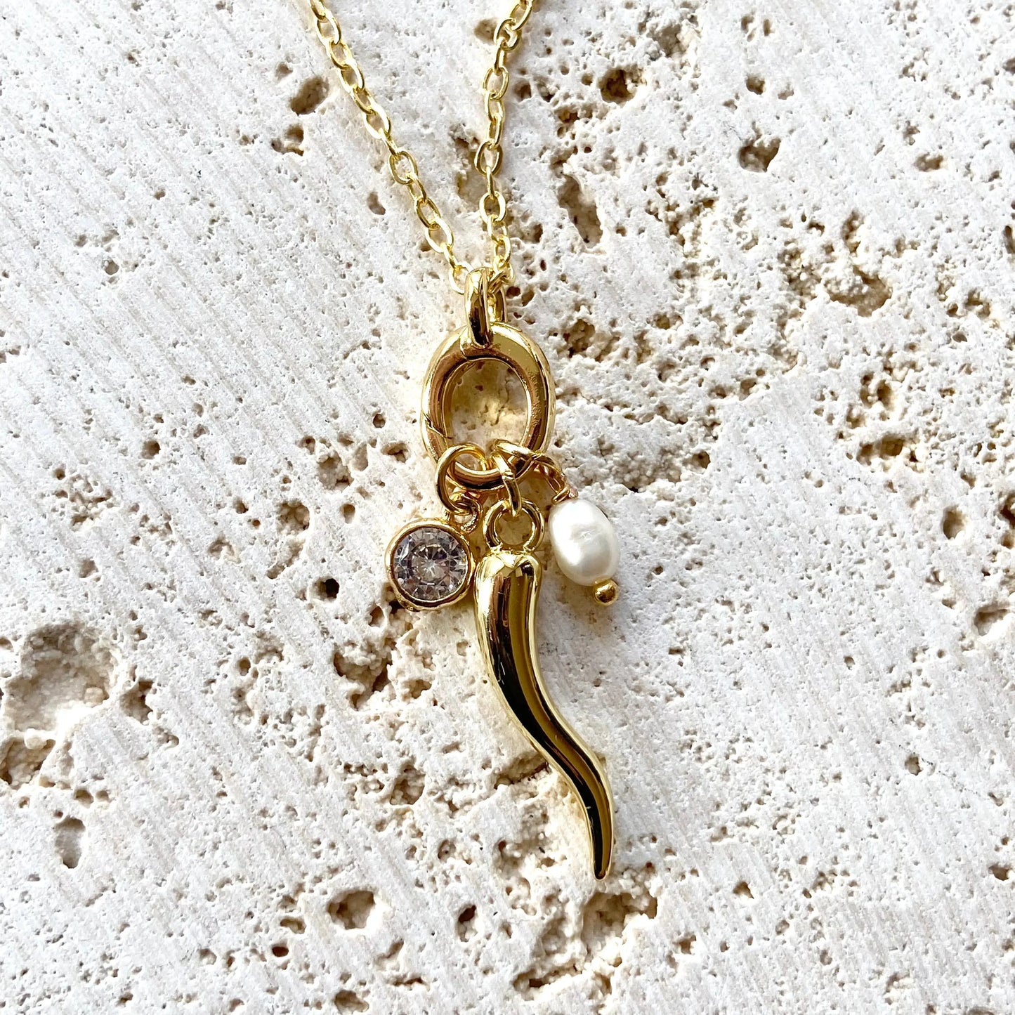 Italian Horn Charm Necklace VB&CO Designs Handmade Jewelry