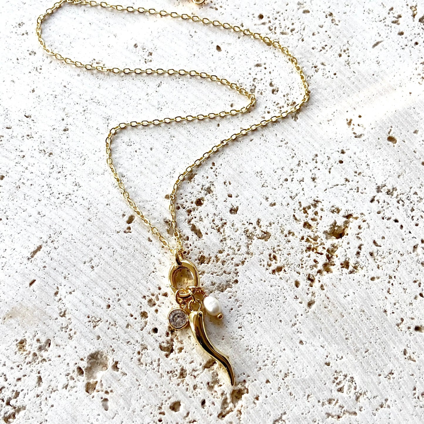 Italian Horn Charm Necklace VB&CO Designs Handmade Jewelry