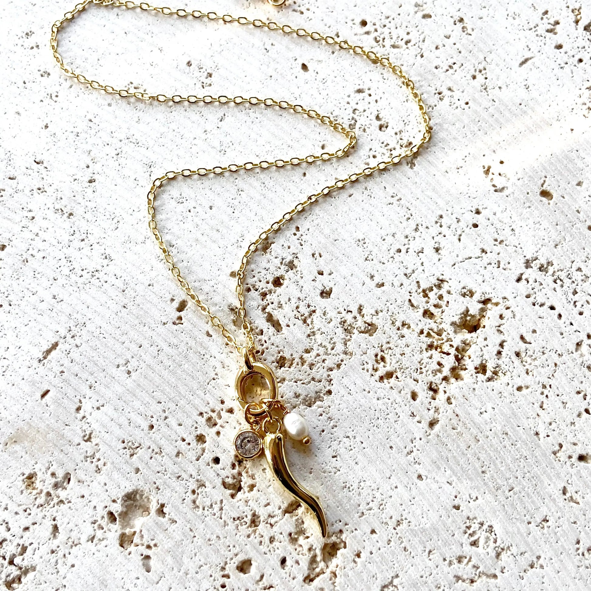 Italian Horn Charm Necklace VB&CO Designs Handmade Jewelry