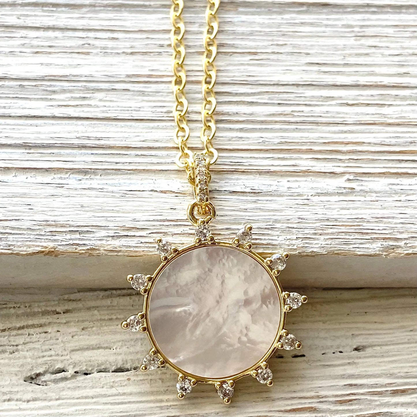 Pearl Sunburst Necklace VB&CO Designs Handmade Jewelry